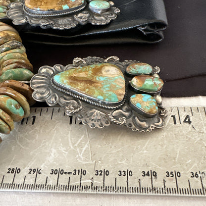 Statement Royston Turquoise Old Pawn 5 Navajo Sterling Silver Necklace 23" 19127
