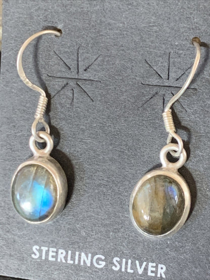 Native American Navajo Blue Labradorite Sterling Silver Dangle Earrings 13069