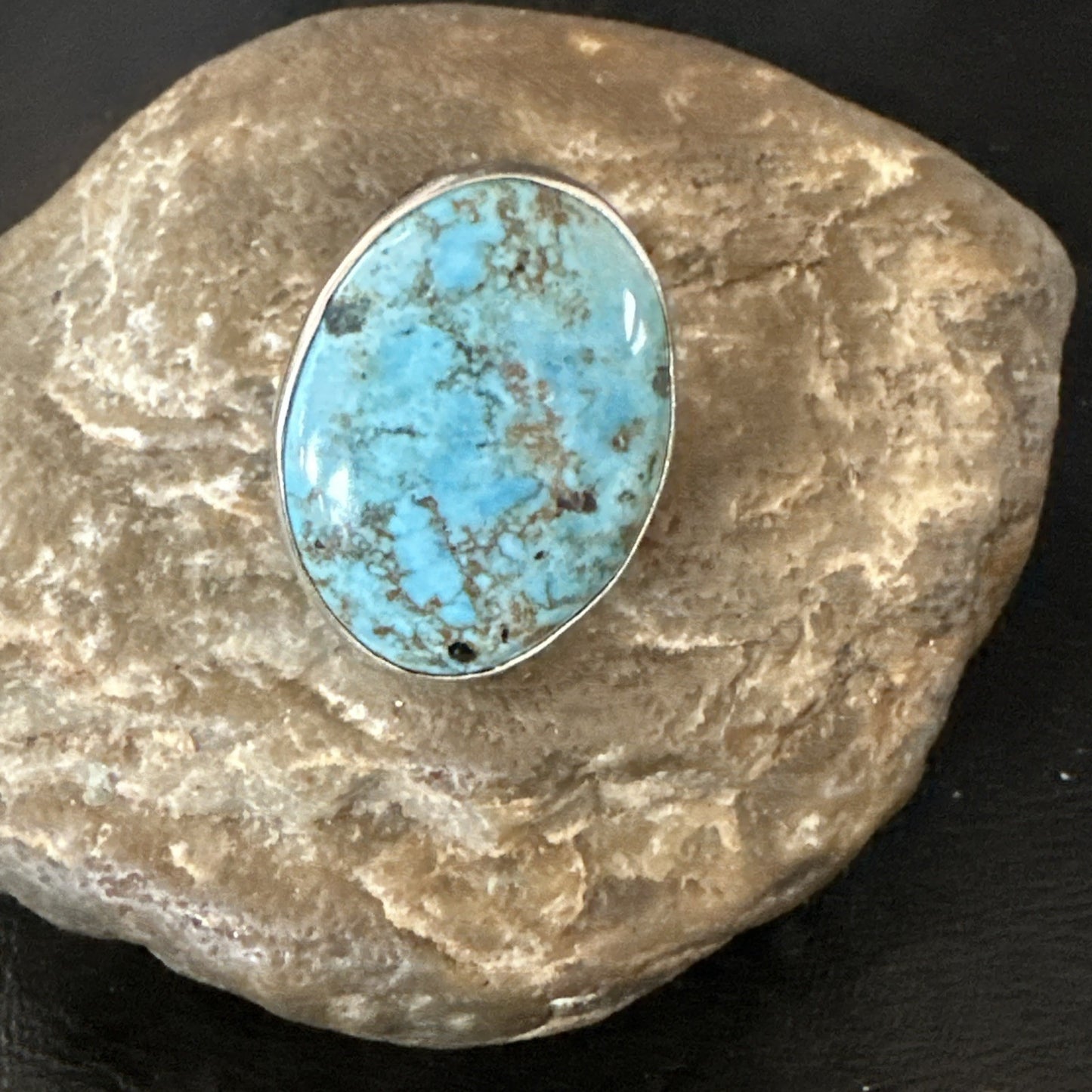 Blue Turquoise#8 Southwestern Sterling Silver Ring Size 7 19731