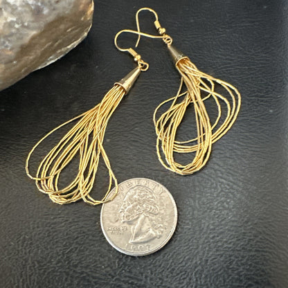 Liquid Sterling Silver Goldfilled 10 Strand Heishi Dangle 3" Earrings 19723