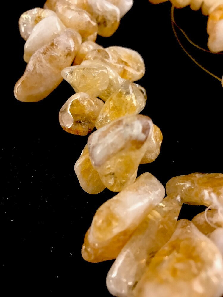 Yellow Citrine Large Strand Chunky Nuggets Bracelet 03851
