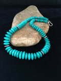 Navajo Pearl Blue Turquoise Necklace 18"Handmade | Sterling Silver | Authentic Native American Handmade | 1730