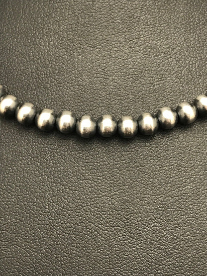 Native Children's Navajo 5 mm Sterling Silver Beads Necklace 12”