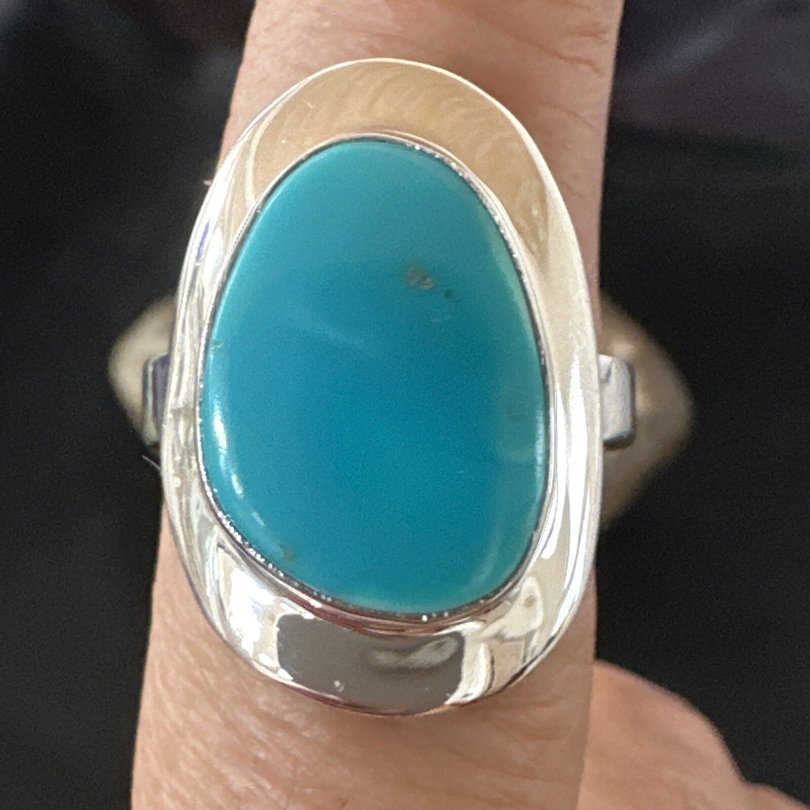 Southwestern Sterling Silver Blue Kingman Turquoise Ring Size 9 18528