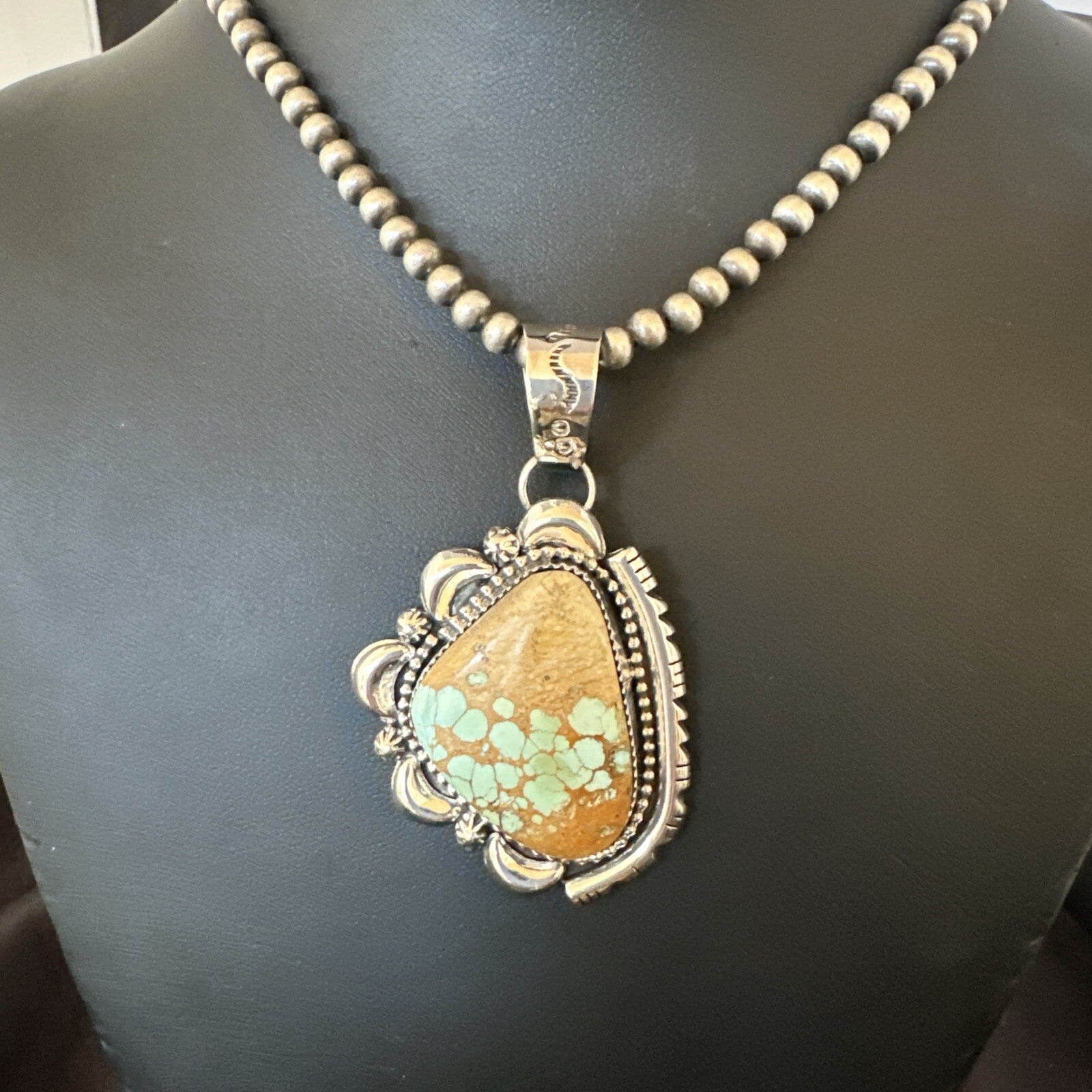WoMens Royston Turquoise Pendant Navajo Pearls Sterling Silver Necklace 18749