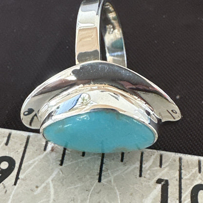 Southwestern Sterling Silver Blue Kingman Turquoise Ring Size 9 18529