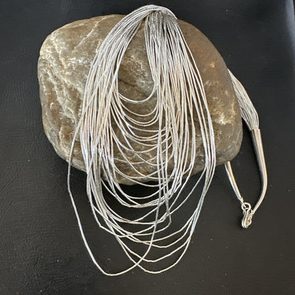 Graduated Bib Heishi Liquid All Sterling Silver 30S Necklace 24" 17243