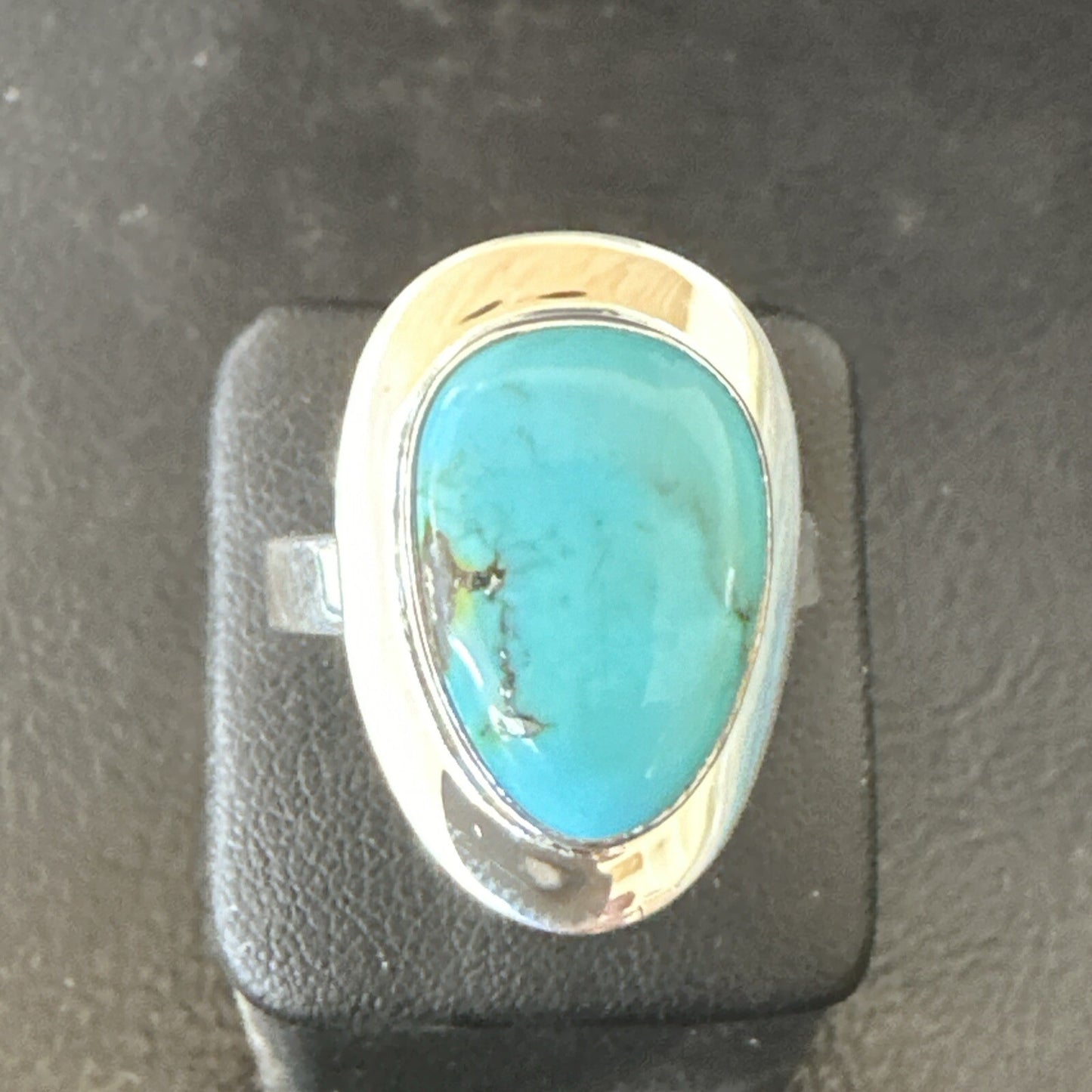 Southwestern Sterling Silver Blue Kingman Turquoise Ring Size 9 18524