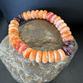 Men's Women's Orange Purple Spiny Oyster Stretch Bracelet 9" | Sterling Silver | Authentic Native American Handmade | 18859