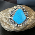 Handmade Navajo Blue Kingman Turquoise Ring Size 9.75 | Sterling Silver | Authentic Native American Handmade | 19622