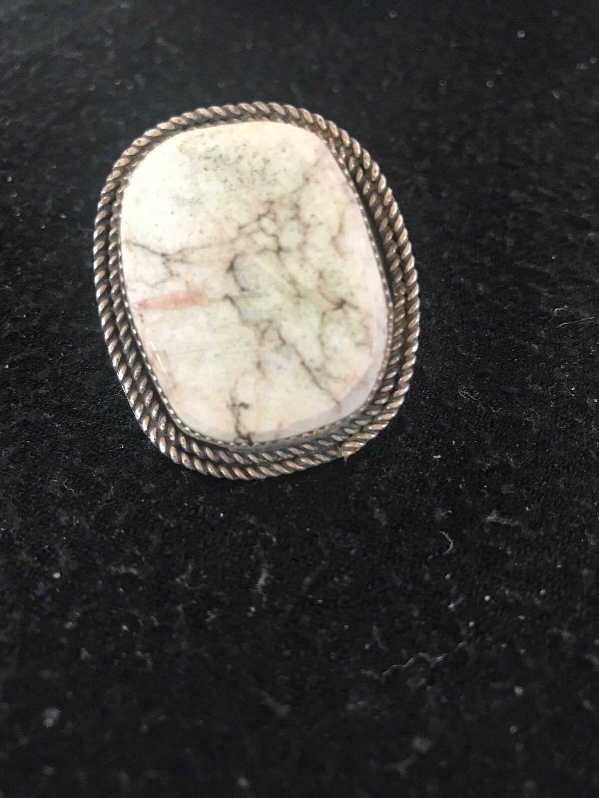 White Wild Horse Turquoise Navajo Sterling Silver Ring Size 5.5 2937