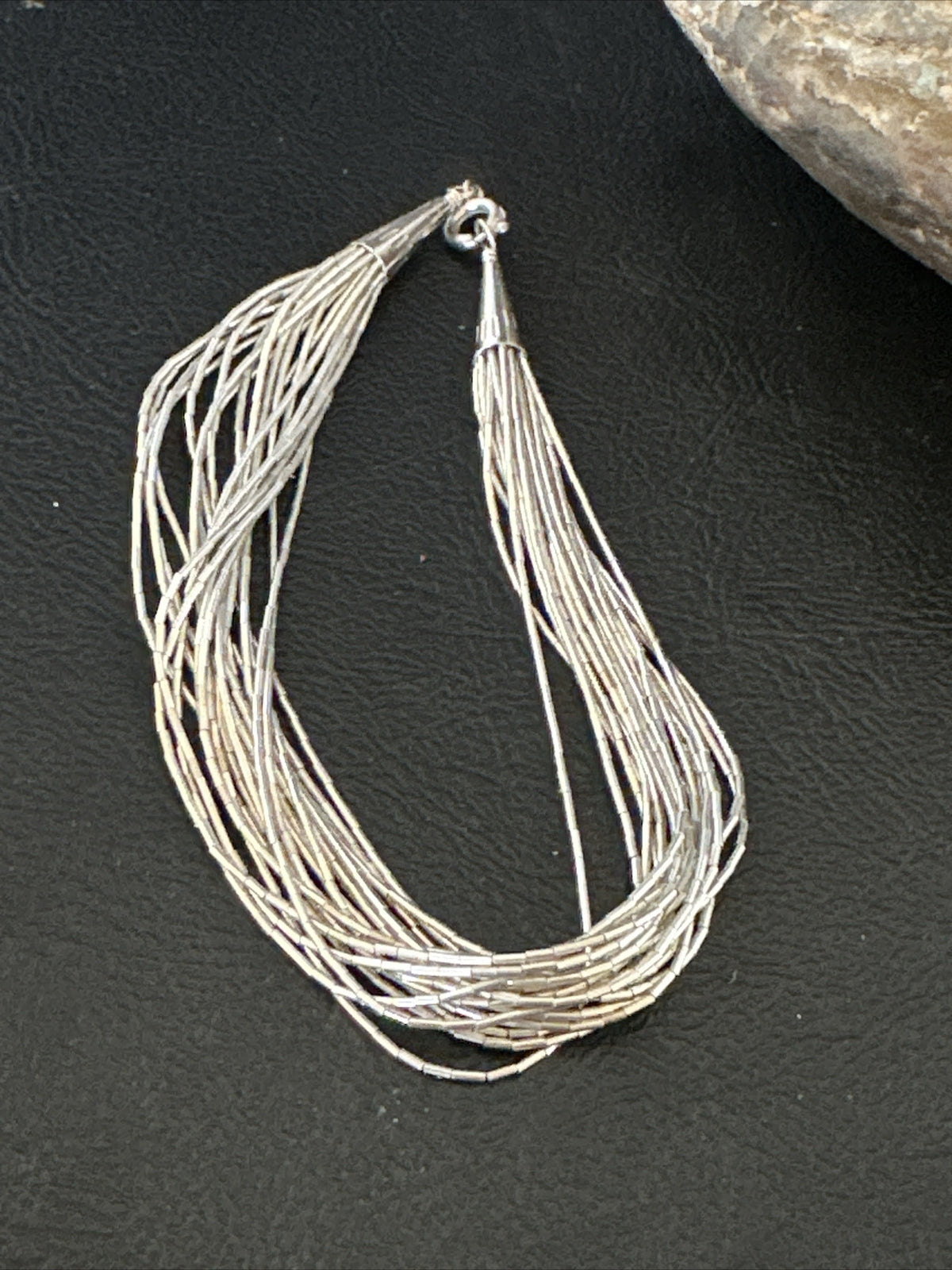 Womens Heishi Liquid Sterling Silver 20 Strands Bracelet 7.5" 1142