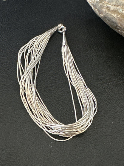 Womens Heishi Liquid Sterling Silver 20 Strands Bracelet 7.5" 1142