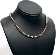 6mm Navajo Pearls 17"Hook Eye Cone Necklace | Sterling Silver | Authentic Native American Handmade