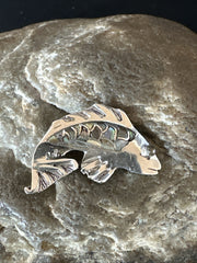 Pava Shell Navajo Fetish Old Pawn Pin Pendant | Sterling Silver | Authentic Native American Handmade | 18153