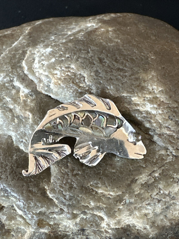 Pava Shell Navajo Fetish Old Pawn Pin Pendant | Sterling Silver | Authentic Native American Handmade | 18153