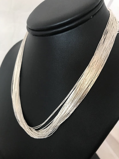 Liquid Tube Beads Heishi 30 Strands Sterling Silver Necklace 17" 10061