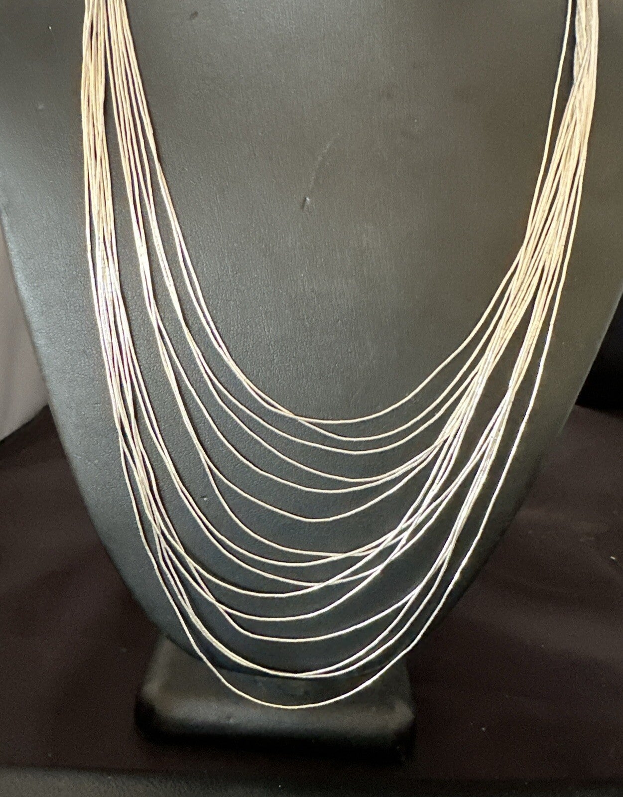 Graduated Bib Heishi Liquid All Sterling Silver 15S Necklace 24" 17242