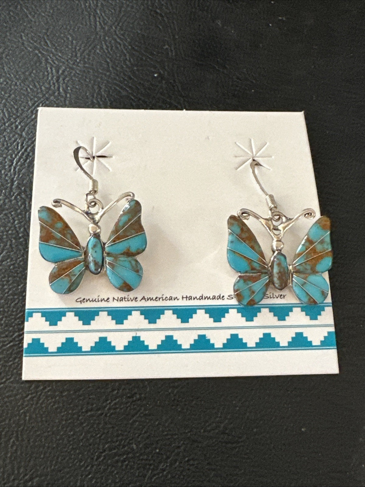 Butterfly Multicolor Turquoise#8 Inlay Sterling Silver Earrings 19818
