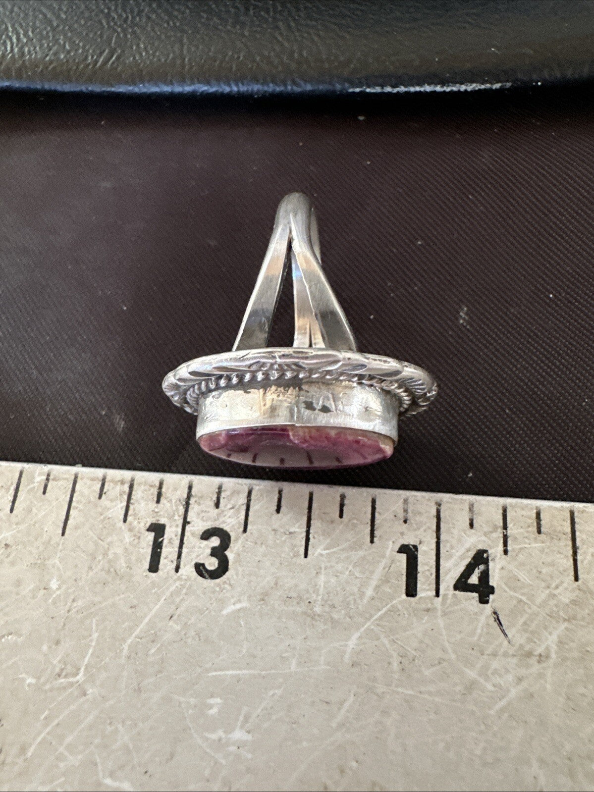 Womens Purple Spiny Oyster Navajo Sterling Silver Ring Size 8 18584