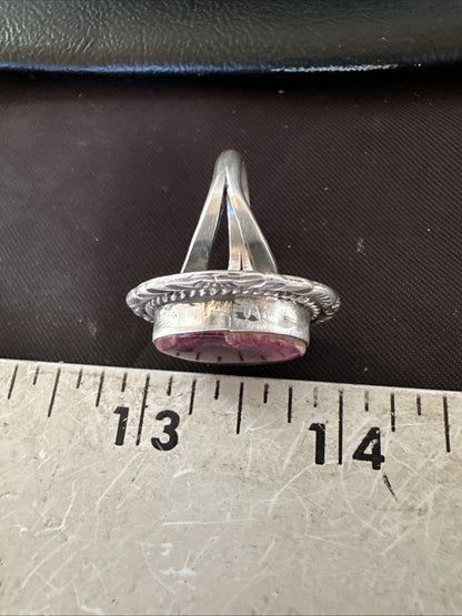 Womens Purple Spiny Oyster Navajo Sterling Silver Ring Size 8 18584