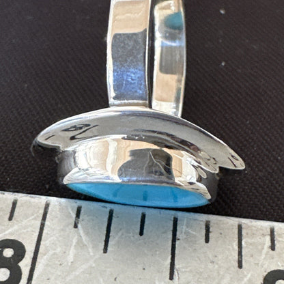 Southwestern Sterling Silver Blue Kingman Turquoise Ring Size 9 18527