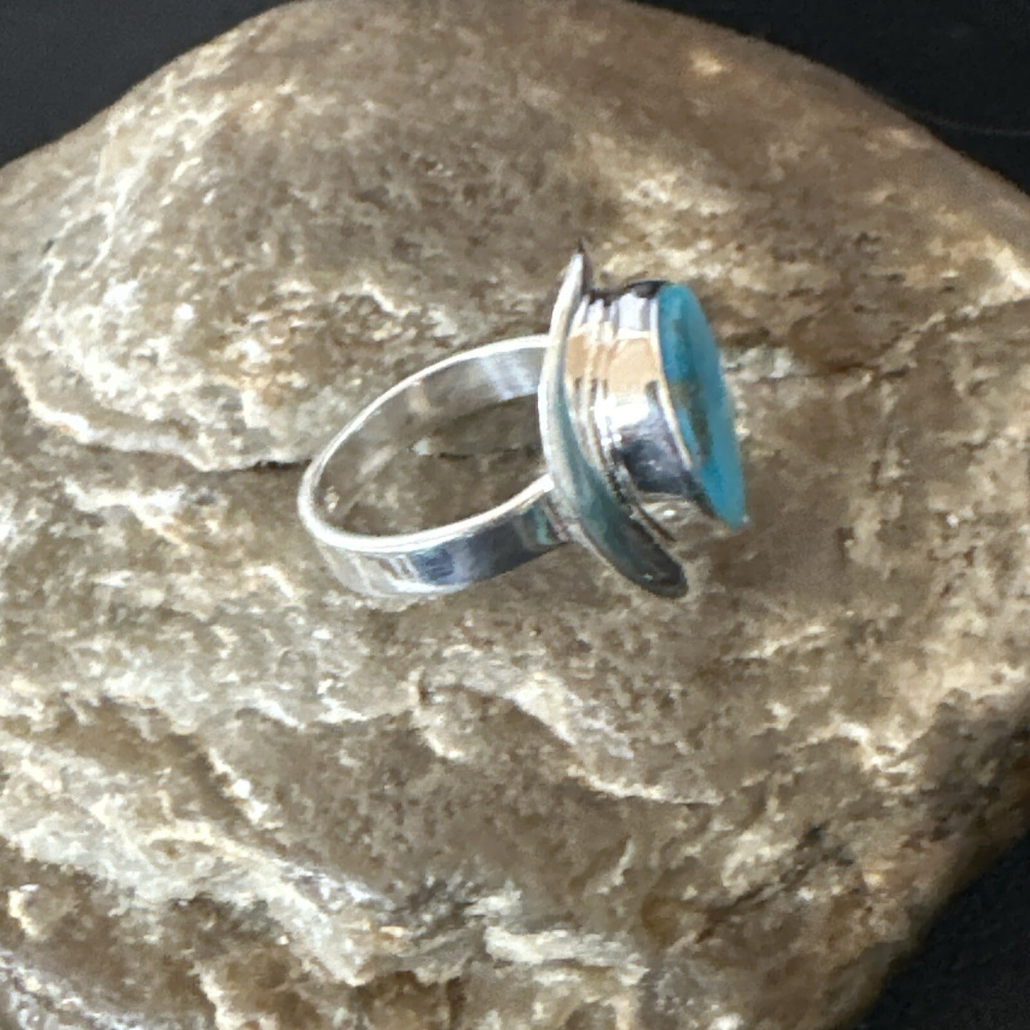 Southwestern Sterling Silver Blue Kingman Turquoise Ring Size 7 18511