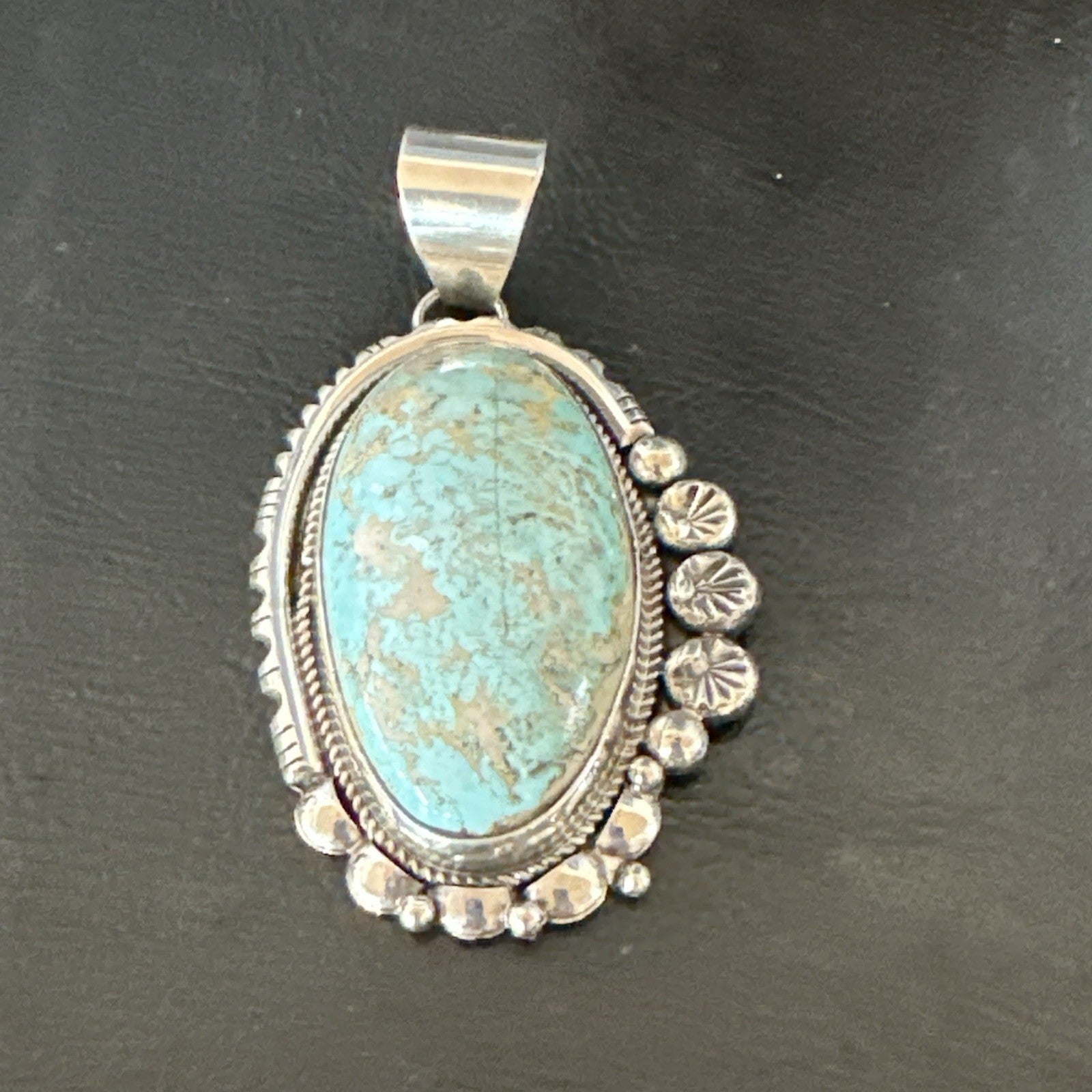 XL Men Women Blue Royston Turquoise Pendant Navajo Sterling Yazzie 19524