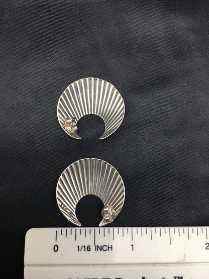 Crescent Indian Navajo Sterling Silver Stud Earrings 1" 04487