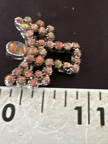Womens Red Opal Navajo Sterling Silver Butterfly Angel Pin Pendant 18157