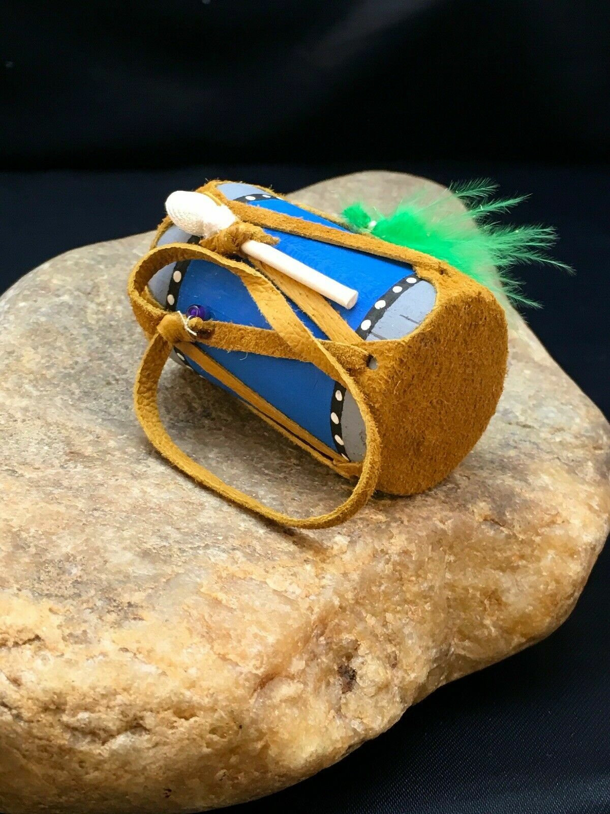 Leather Drum Model 2" Southwestern Car Charm Mirror Dangler 08926