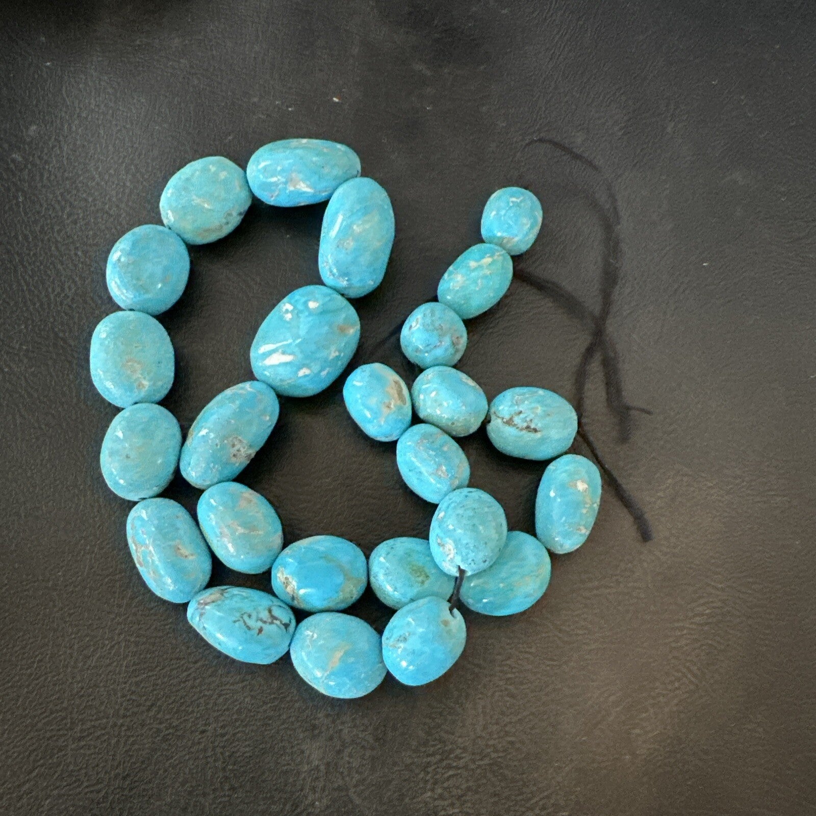 Authentic Blue Sleeping Beauty Graduated Turquoise Nugget Strand 18” 18499
