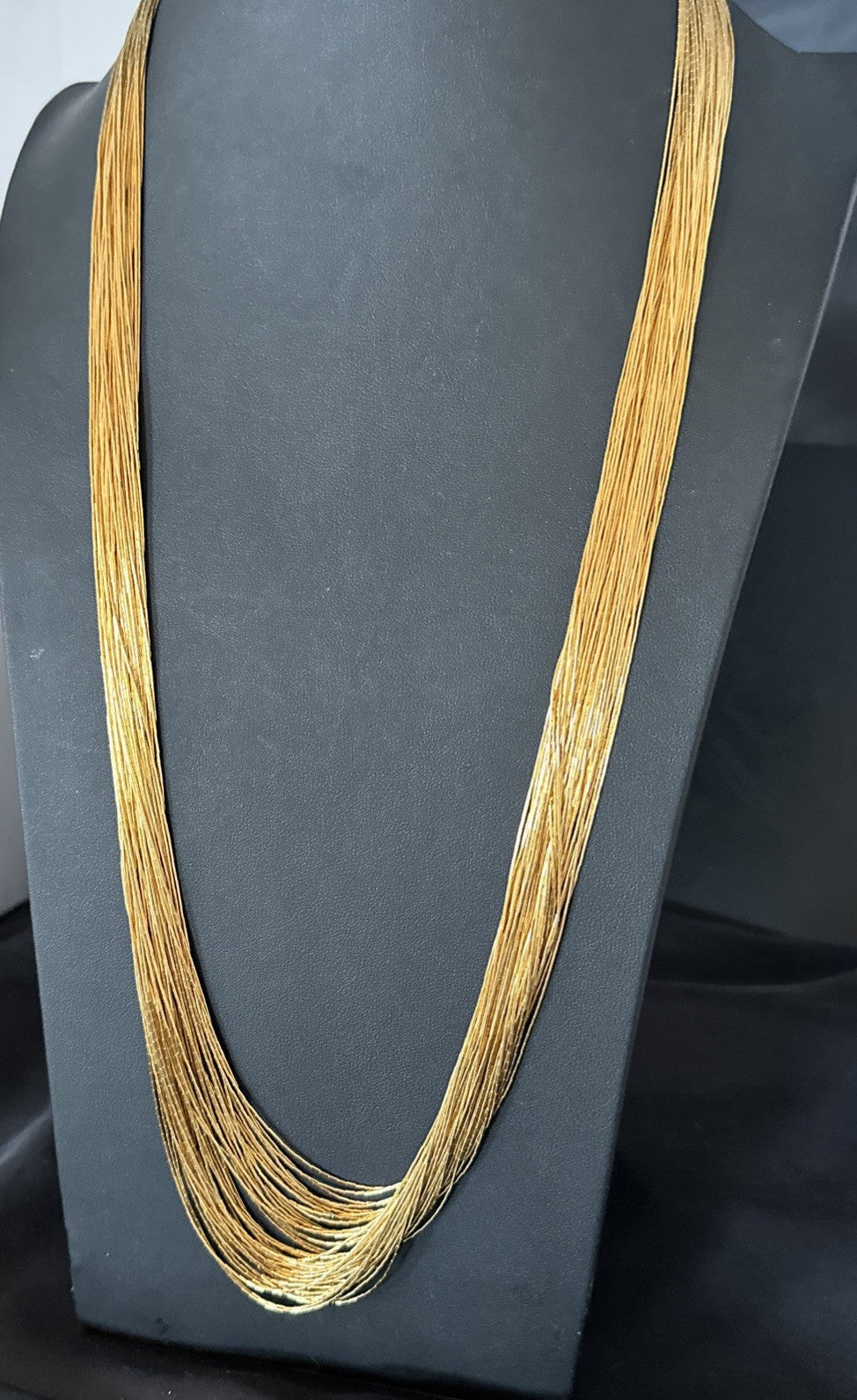 GoldFilled Heishi Tubes Bib 50 Strand 32” Liquid Sterling Silver Necklace 19757