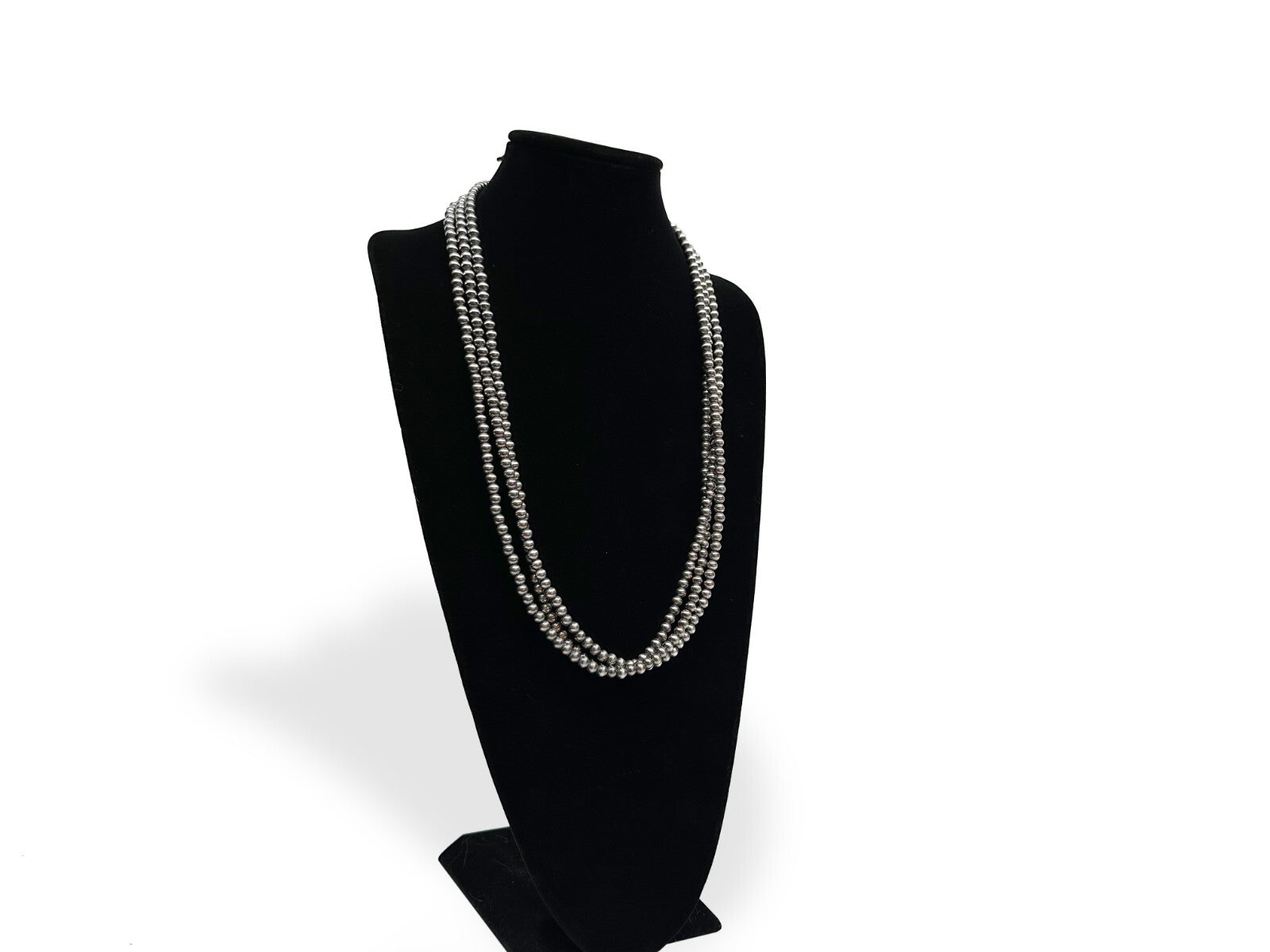 Native American 7mm Sterling Silver Navajo Pearls 72" Single Strand Necklace