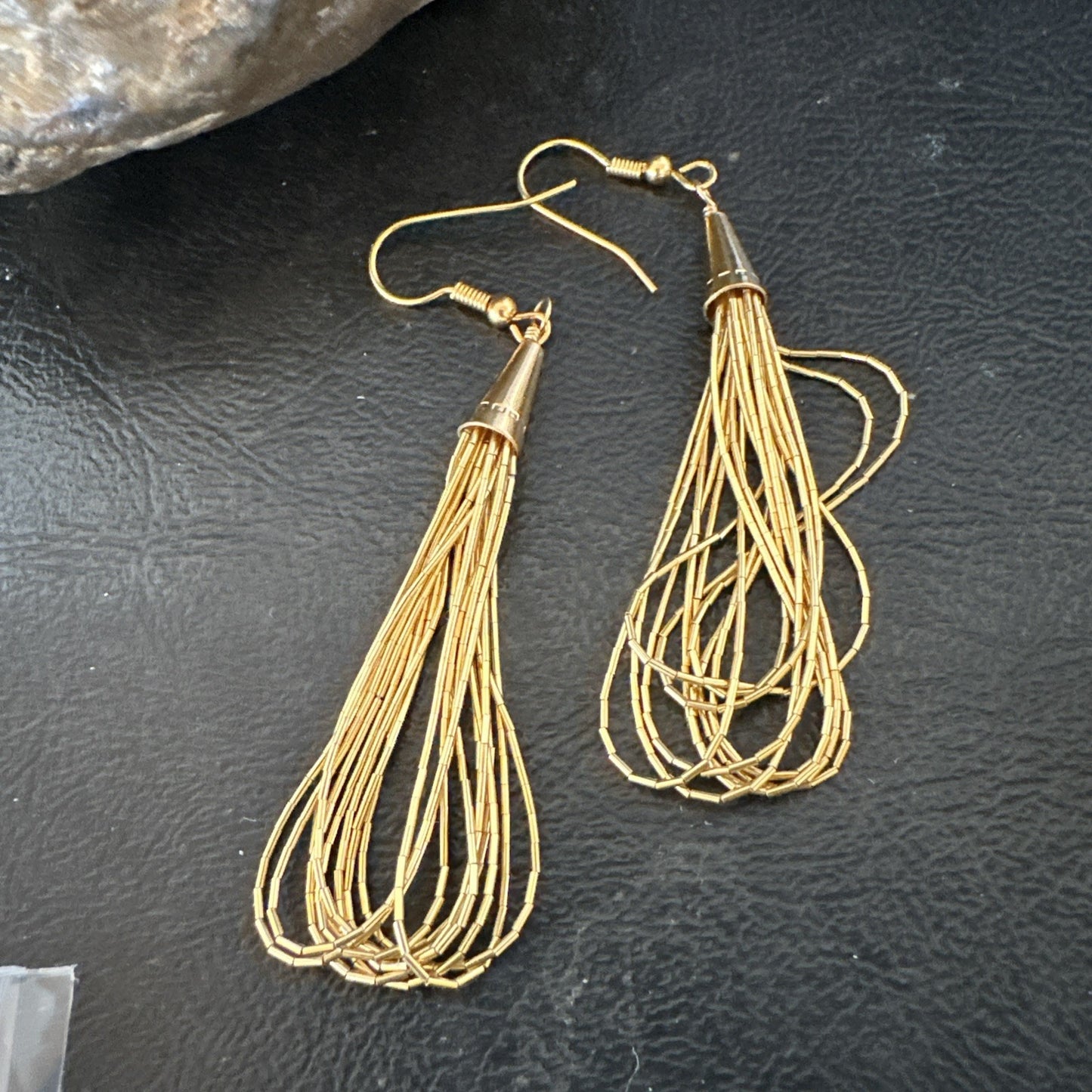 Liquid Sterling Silver Goldfilled 10 Strand Heishi Dangle 3" Earrings 19723