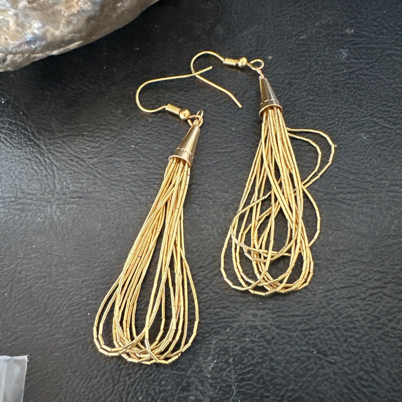 Liquid Sterling Silver Goldfilled 10 Strand Heishi Dangle 3" Earrings 19723
