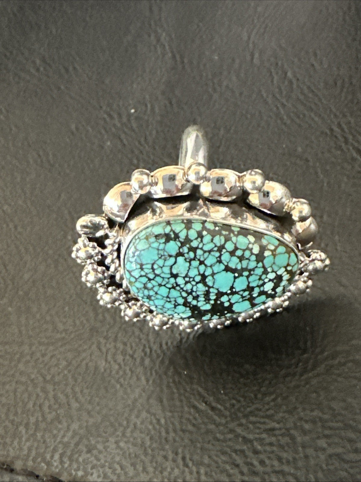 Navajo Sterling Silver Spiderweb Turquoise Ring Sz 8 19617
