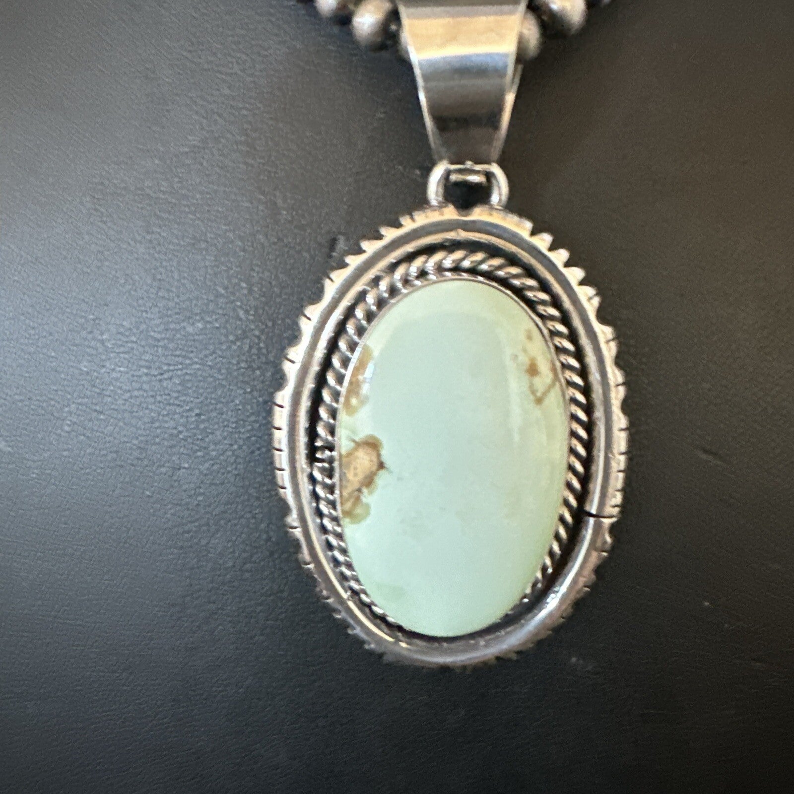 Mens Women Navajo Sterling Silver Green Turquoise Necklace Pendant 18195