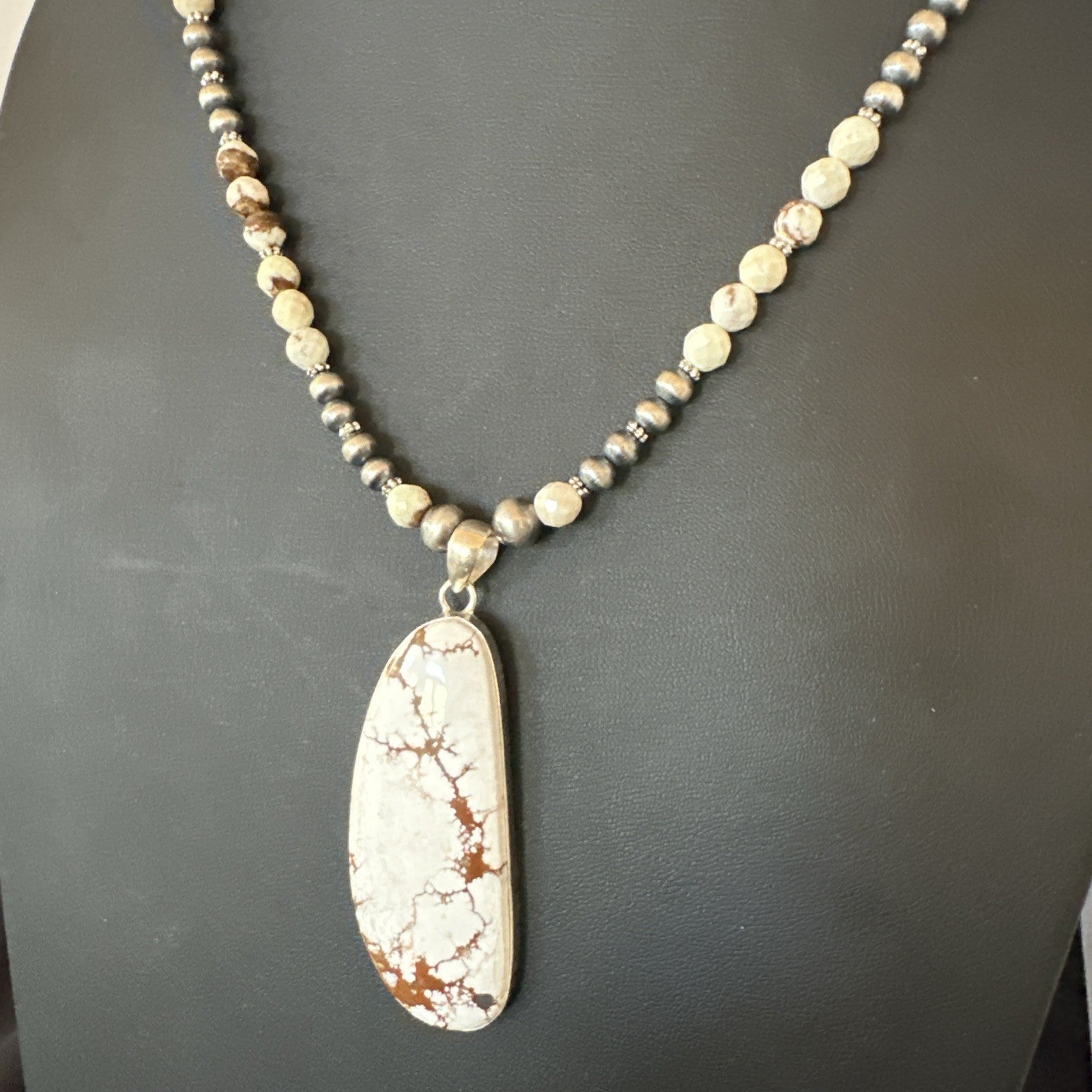 Mens Womens Wild Horse Turquoise Pendant Navajo Sterling Silver Necklace 19572