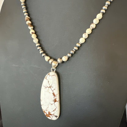 Mens Womens Wild Horse Turquoise Pendant Navajo Sterling Silver Necklace 19572