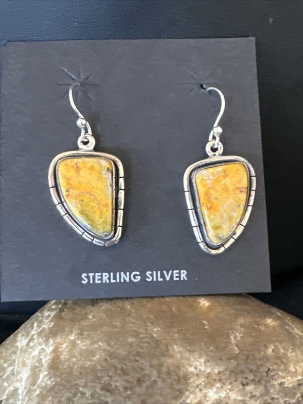 Women's Bumblebee Jasper Navajo Earrings | Sterling Silver | Authentic Native American Handmade | 15832