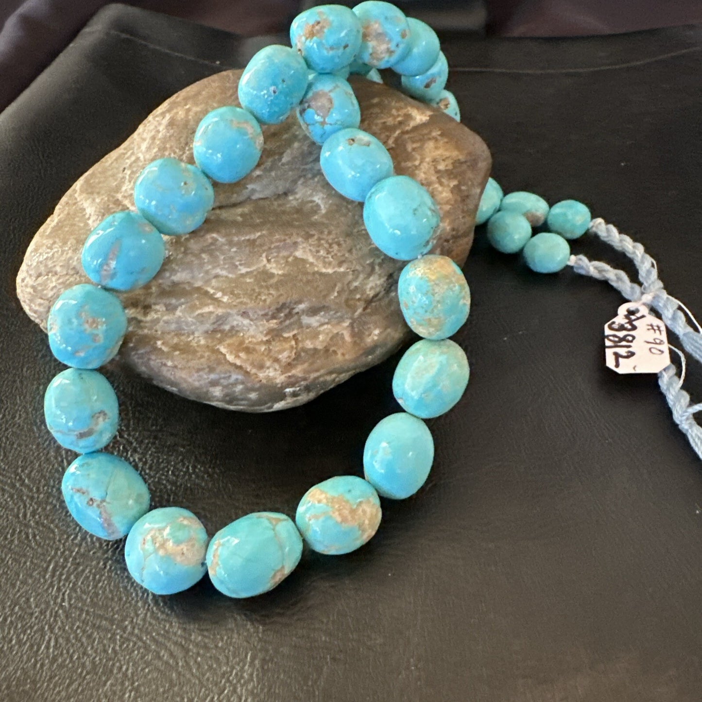 Authentic Blue Sleeping Beauty Graduated Turquoise Nugget Strand 19” 18590
