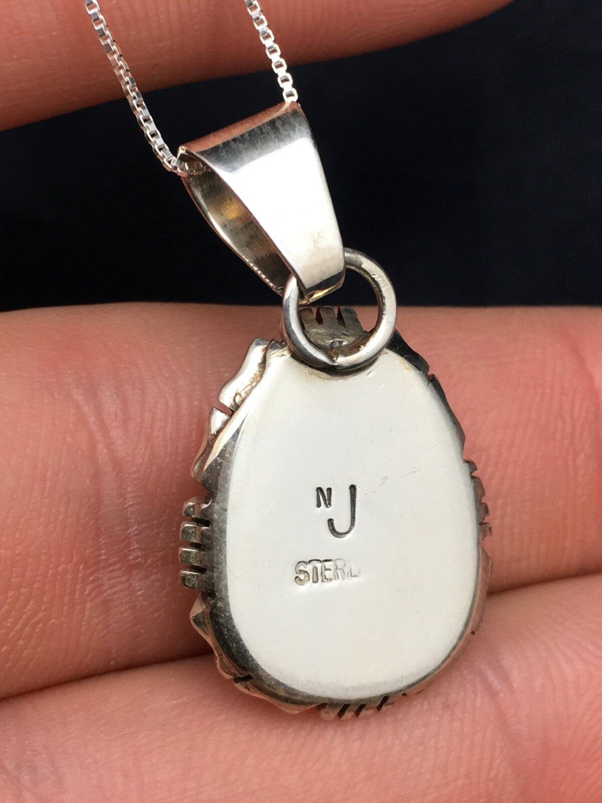 Dry Creek Turquoise Pendant Navajo Sterling Silver Chain Necklace 3107
