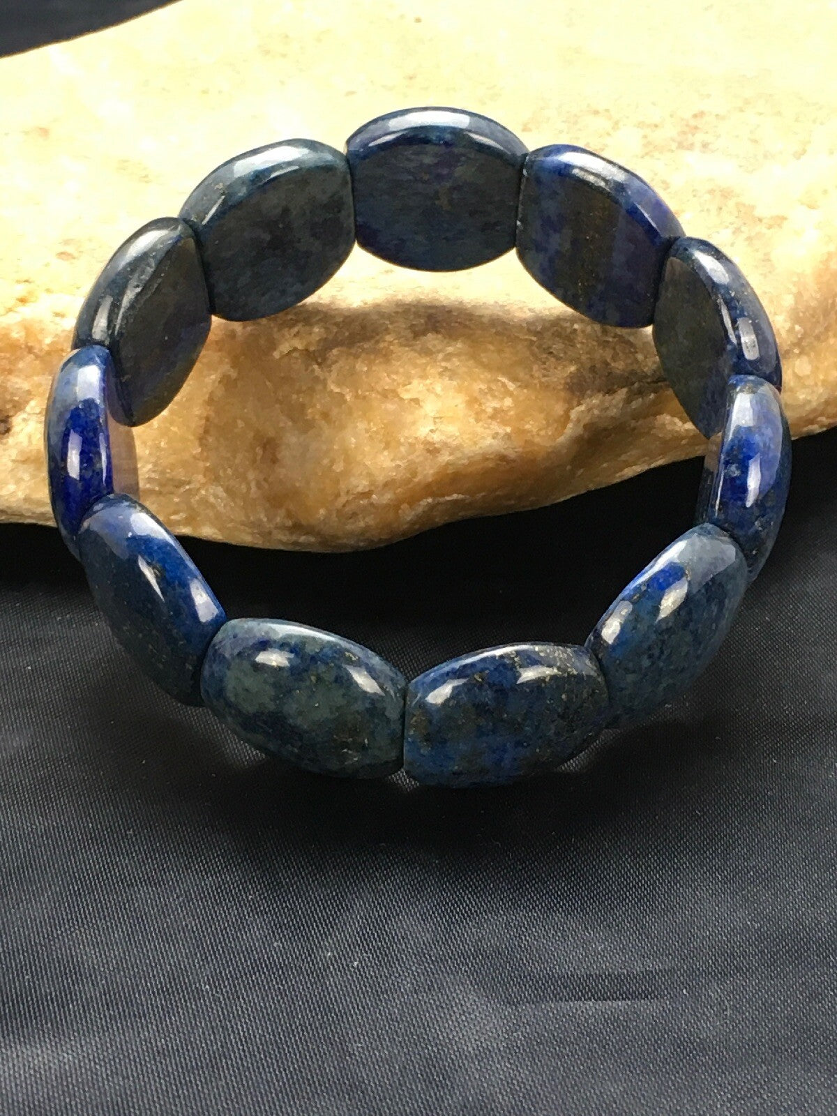 Blue Lapis Bead Stretch Bracelet 7.25" 03015