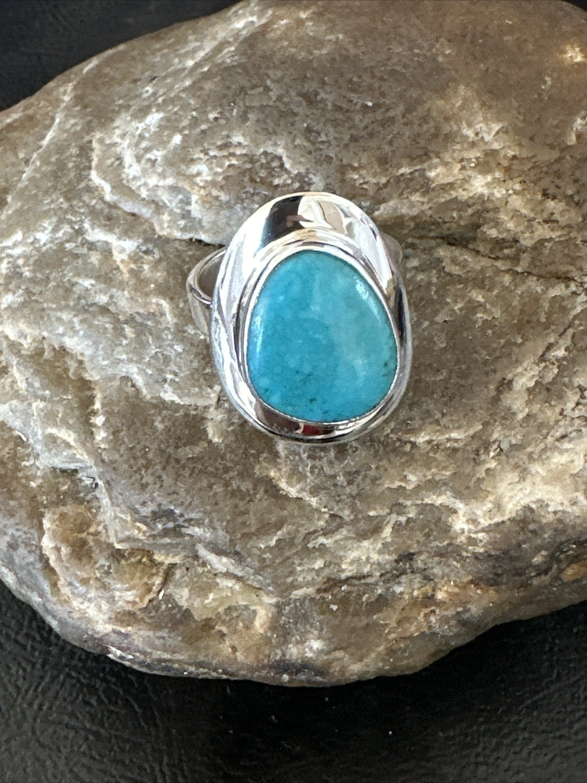 WoMens Sterling Silver Blue Kingman Turquoise Ring Size 7 17680