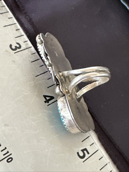 Cluster Kingman Turquoise Purple Spiny Navajo Sterling Silver Ring Sz 5.5 19105