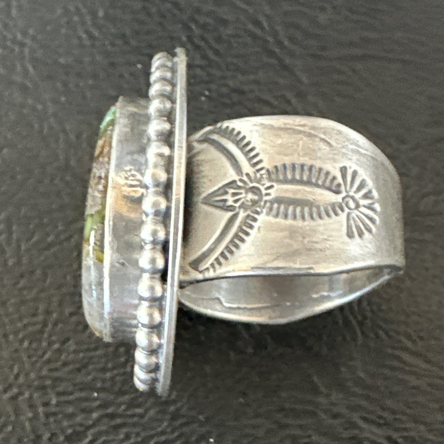 Navajo Sterling Silver Green Royston Turquoise Ring Size 7 19630