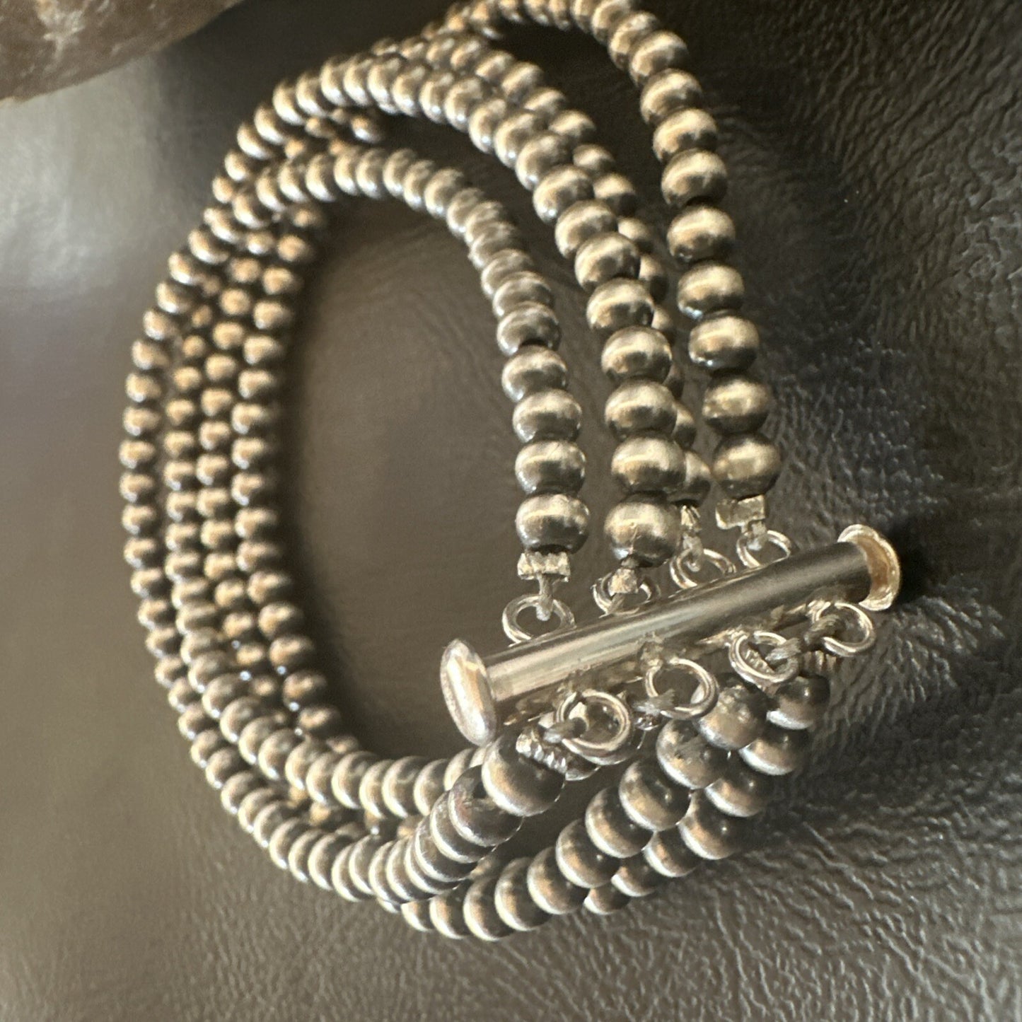 Southwestern Sterling Silver Beads 8" 4 Strand Bead Bracelet 18577
