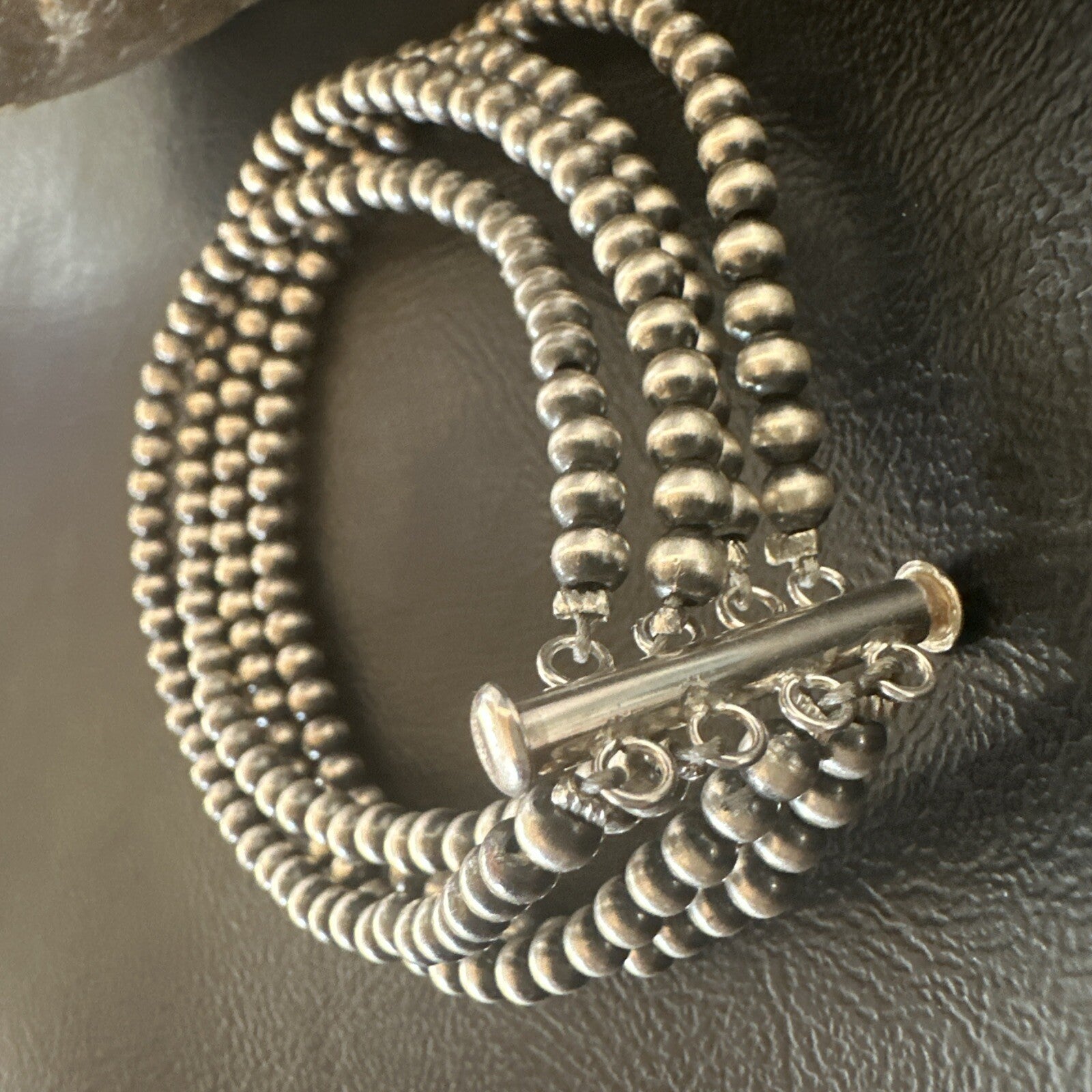 Southwestern Sterling Silver Beads 8" 4 Strand Bead Bracelet 18577