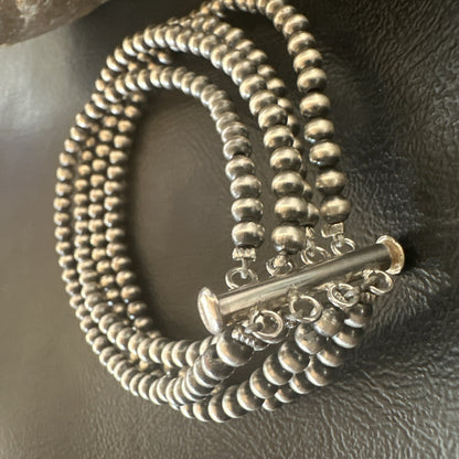 Southwestern Sterling Silver Beads 8" 4 Strand Bead Bracelet 18577